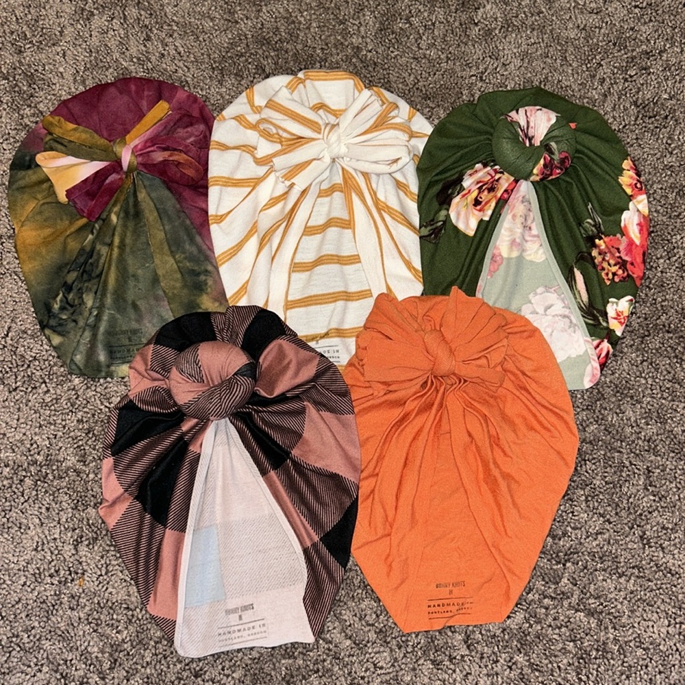 Bunny knots toddler turbans size medium ages 1-4 bundle of 5!